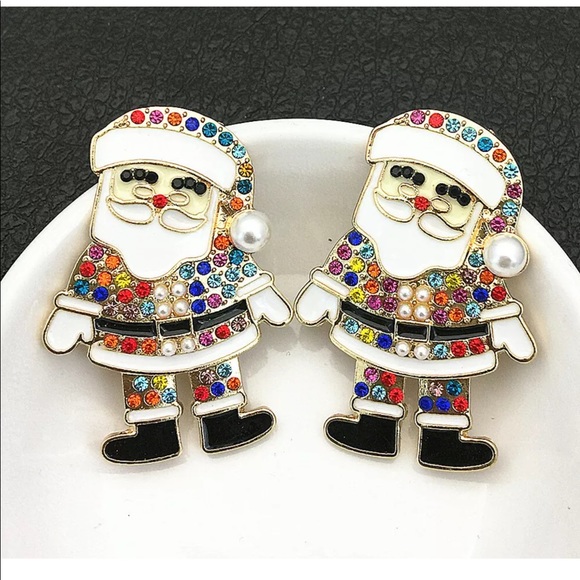 Christmas Holidays Colorful Santa Claus Earrings - Picture 2 of 9